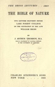 Cover of The Bible of nature by J. Arthur Thomson