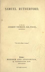 Cover of Samuel Rutherford by Andrew Thomson