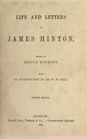 Cover of Life and letters of James Hinton by Hinton, James