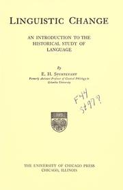 Cover of Linguistic change by Edgar H. Sturtevant