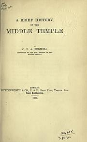 Front cover of A brief history of the Middle Temple by Cyril Edward Albert Bedwell