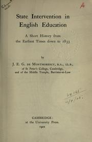 Cover of State intervention in English education by De Montmorency, James Edward Geoffrey