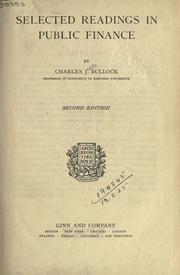 Cover of Selected readings in public finance by Charles Jesse Bullock