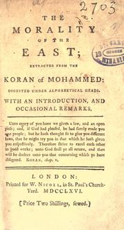 Front cover of The morality of the East by Unknown