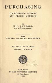 Front cover of Purchasing, its economic aspects and proper methods by Harry Beaumont Twyford