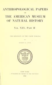 Cover of The religion of the Crow Indians by Lowie, Robert Harry