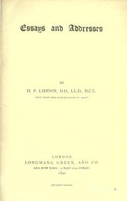 Front cover of Essays and addresses by Henry Parry Liddon