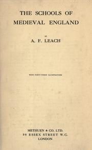 Cover of The schools of medieval England by Leach, Arthur Francis