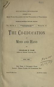 Front cover of The co-education of mind and hand by Ham, Charles H.