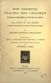 Cover of Wie Gertrud ihre Kinder lehrt by Johann Heinrich Pestalozzi