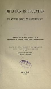 Front cover of Imitation in education by Jasper Newton Deahl