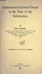 Front cover of Communism in Central Europe in the time of the Reformation by Karl Kautsky
