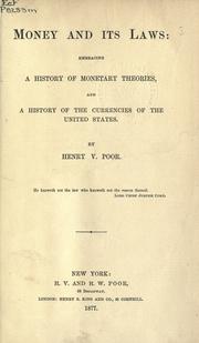 Front cover of Money and its laws by Henry Varnum Poor