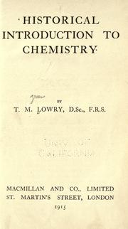 Front cover of Historical introduction to chemistry by T. Martin Lowry