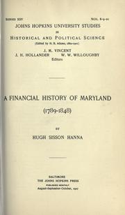Front cover of A financial history of Maryland (1789-1848) by Hugh Sisson Hanna