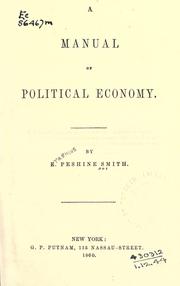 Front cover of A manual of political economy by Erasmus Peshine Smith