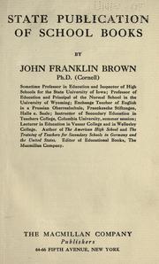 Front cover of State publication of schoolbooks by Brown, John Franklin