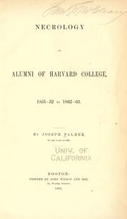 Front cover of Necrology of alumni of Harvard college, 1851-52 to 1862-63 by Joseph Palmer