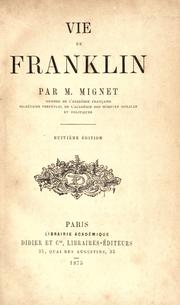 Cover of Vie de Franklin by Mignet M.