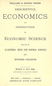 Cover of Descriptive economics by Myron T. Bly
