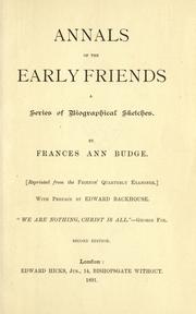 Front cover of Annals of the early Friends by Budge, Frances Anne.