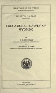 Cover of Educational survey of Wyoming by A. C. Monahan