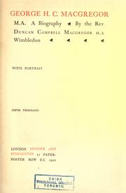 Cover of George H.C. Macgregor, M.A by Duncan Campbell Macgregor
