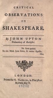 Cover of Critical observations on Shakespeare by Upton, John