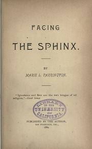 Cover of Facing the sphinx by Marie L. Farrington