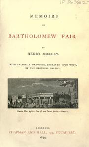 Cover of Memoirs of Bartholomew Fair by Henry Morley