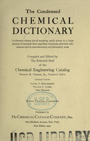 Front cover of The Condensed chemical dictionary by D. D. Berolzheimer