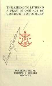 Front cover of The riding to Lithend by Bottomley, Gordon