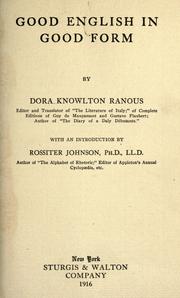Front cover of Good English in good form by Dora Knowlton Ranous