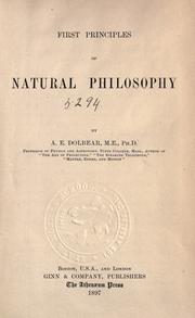 Cover of First principles of natural philosophy by Amos Emerson Dolbear