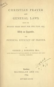 Front cover of Christian prayer and general laws by George John Romanes