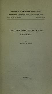 Front cover of The Chimariko Indians and language by Roland Burrage Dixon