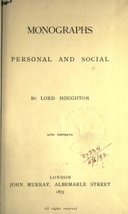 Front cover of Monographs personal and social by Houghton, Richard Monckton Milnes Baron