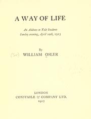 Front cover of A way of life by Sir William Osler