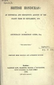 Front cover of British Honduras by Archibald Robertson Gibbs