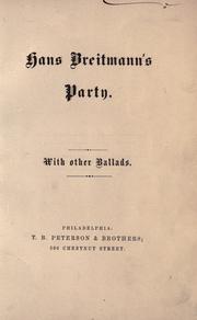 Cover of Hans Breitmann's party by Charles Godfrey Leland