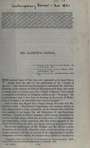 Front cover of Mr. Darwin's critics by Thomas Henry Huxley