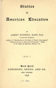 Front cover of Studies in American education by Albert Bushnell Hart
