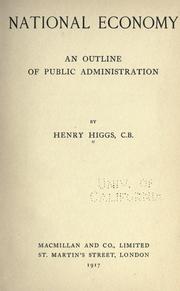Front cover of National economy by Higgs, Henry