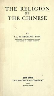Cover of The religion of the Chinese by J. J. M. de Groot