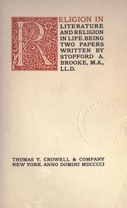 Front cover of Religion in literature and religion in life by Brooke, Stopford Augustus