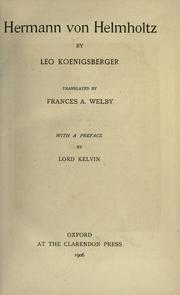 Cover of Hermann von Helmholtz by Leo Koenigsberger