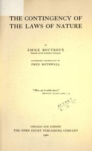 Front cover of The contingency of the laws of nature by Emile Boutroux