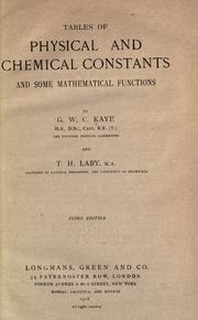 Front cover of Tables of physical and chemical constants and some mathemtical functions by George William Clarkson Kaye