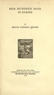Cover of Our hundred days in Europe by Oliver Wendell Holmes, Sr.