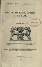 Front cover of Spiritual and mental concepts of the Maori by Elsdon Best
